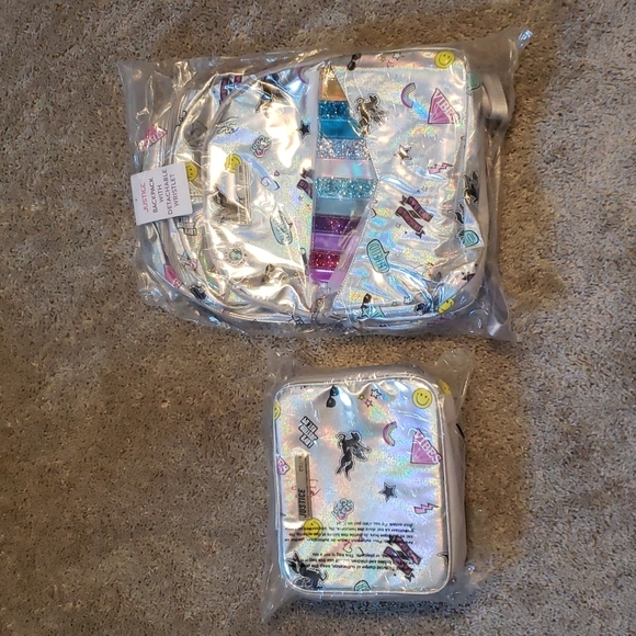 Justice backpack and lunchbag shimmering set - Picture 1 of 10